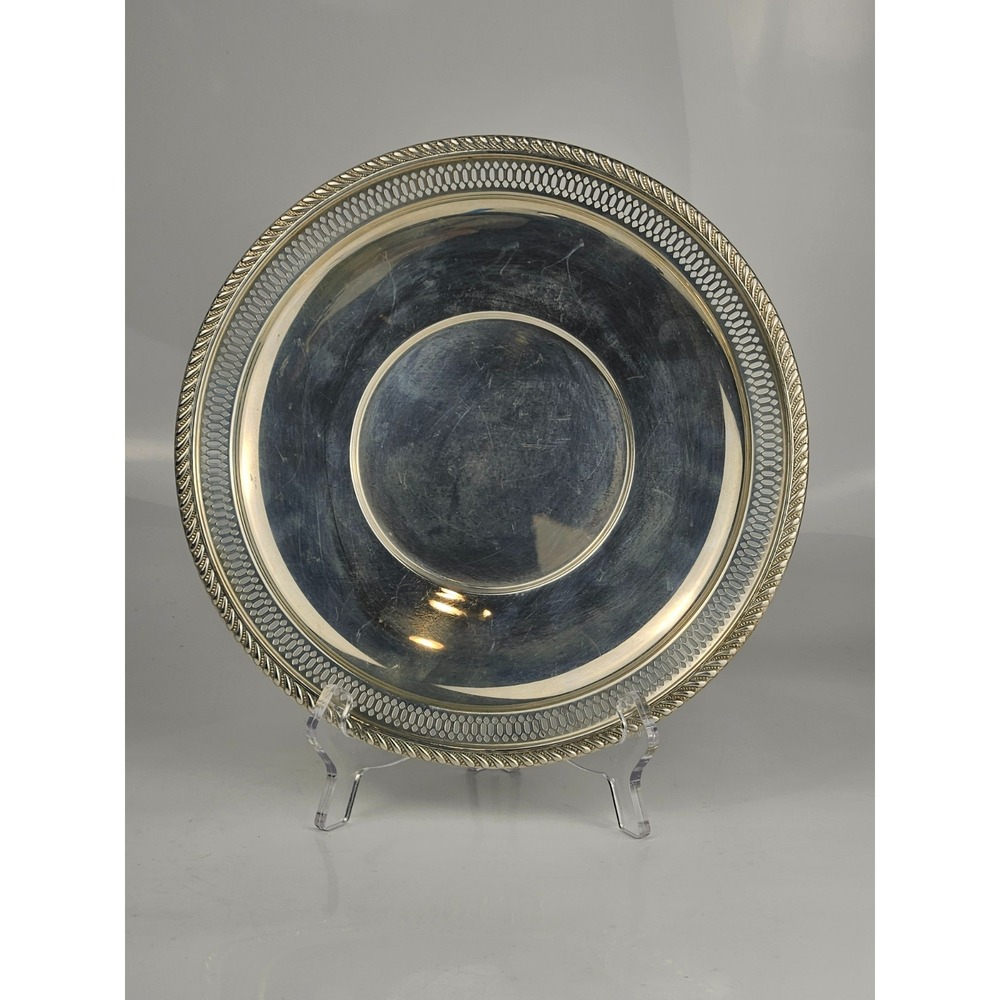 Presner Sterling Silver Bowl 36 Pierced Rim 199.2g Shallow Dish
